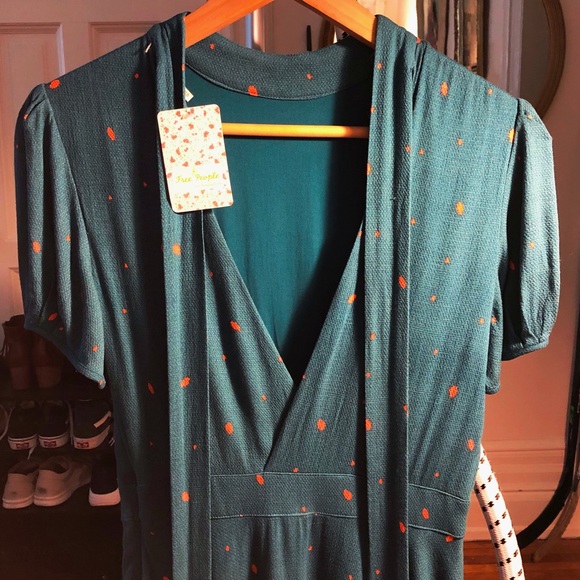 Free People Abbie Printed Green Mini Dress * NWT * - Picture 6 of 8